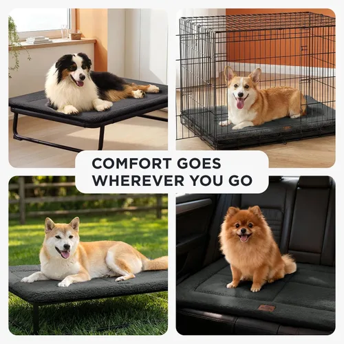 Miniatura 6 de Joydeco Colchoneta Reversible para Jaula de Perro de Perfil Bajo, Almohadilla Lavable para Perro con Vellón Ultra Suave, Diseño Compacto