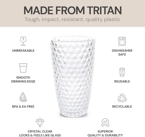 Miniatura 3 de BELLAFORTE Laguna Beach - Vaso alto de plástico Tritan inastillable, vasos de 19 onzas, juego de 4 vasos irrompibles para exteriores, para fiestas