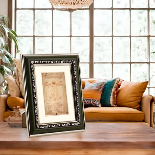 Miniatura 3 de 2 Pack de Marcos de Fotos 5x7 Desgastados en Verde con Acentos Plateados, Estilo Clásico y Ornamentado, Con Alfombrilla para Fotos de 3.5x5.5