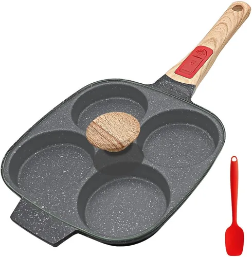 Miniatura 9 de RANX INGST Sartén para huevos de inducción, sartén antiadherente para panqueques de 4 tazas con mango desmontable, sartén para hamburguesas, sartén