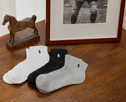 Miniatura 3 de POLO RALPH LAUREN mens Athletic Performance Cotton Ankle Socks - 6 Pair Pack - Moisture Wicking Mesh