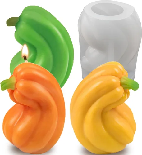 Miniatura 15 de 2 moldes de velas de calabaza para hacer velas, juego de moldes de silicona grandes y pequeños de Halloween para velas, cera de jabón, yeso, resina
