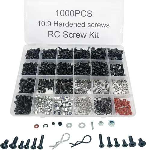 Juego de 1000 tornillos universales a control remoto surtido, juego de sujetadores de hardware para Traxxas Axial Redcat HPI Arrma SCX10 Losi 1/8