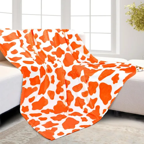 Miniatura 47 de HSEEC Manta de felpa azul con estampado de vaca, manta pequeña de franela de forro polar suave para sofá, 40 x 50 pulgadas
