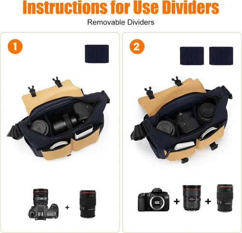 Miniatura 6 de Cwatcun Bolsa de mensajero para cámara – Bolsa impermeable compacta para hombro DSLR para Canon/Nikon/Sony, bolsa ligera de viaje y fotografía