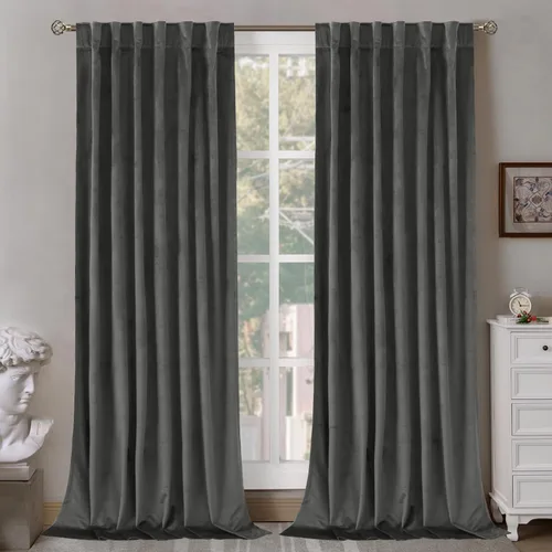 Miniatura 17 de BGment Cortinas de terciopelo rosa polvoriento, 2 paneles de 84 pulgadas, 2 paneles para sala de estar, aislamiento térmico de lujo, reducen