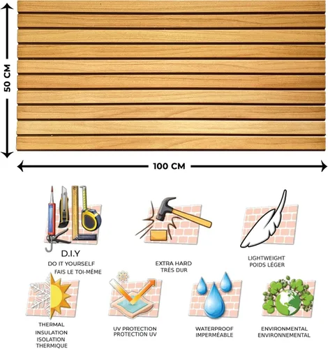 Miniatura 6 de Dundee Deco Paneles de pared 3D con efecto de madera, revestimiento, paneles de pared de aspecto de madera marrón amarillento, revestimiento