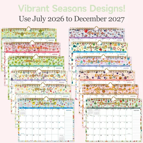 Miniatura 5 de Lbylyhxc Calendario 2027: incluye calendario mensual de pared 2027 de julio de 2026 a diciembre de 2027 a 18, 11 x 8.5 pulgadas. Papel grueso
