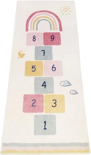 Topotdor Alfombras de juego con diseño de cielo arcoíris, alfombra suave para dormitorio, sala de juegos, guardería, gran regalo para niñas y niños,
