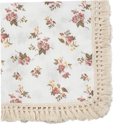 Manta de muselina de algodón Insular con borla, manta de muselina boho bohemia para bebé, manta de recepción con fleco, manta para guardería o para