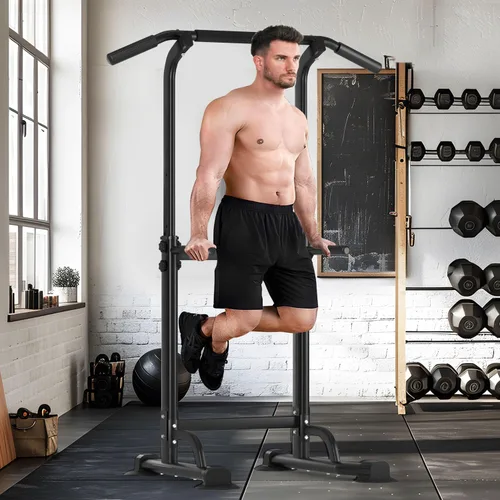 Power Tower - Estación de barra de dominadas, estación de inmersión estable de 400 libras para equipo de entrenamiento de fuerza de gimnasio en