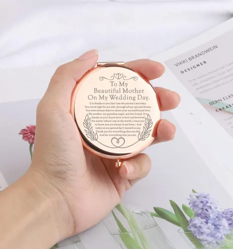 Miniatura 2 de WSNANG Espejo de maquillaje para madre de la novia, espejo compacto para mamá, regalos sentimentales, regalo de recuerdo de boda (para madre espejo)
