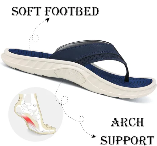 Miniatura 3 de ChayChax Men's Flip Flops Arch Support Beach Sandals Outdoor Sport Thong Sandal with Soft Footbed
