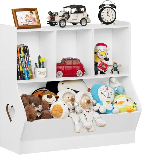 Miniatura 12 de Lerliuo Estantería y organizador de almacenamiento para bebés y niños pequeños, gabinete y librero para niños, estante de madera con 3 Azul