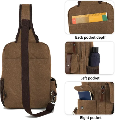 Miniatura 5 de Bolsa de mensajero vintage, mochila de lona para viajes, bolsa de hombro para hombre, bolsa de doble uso para transporte de mano y transporte