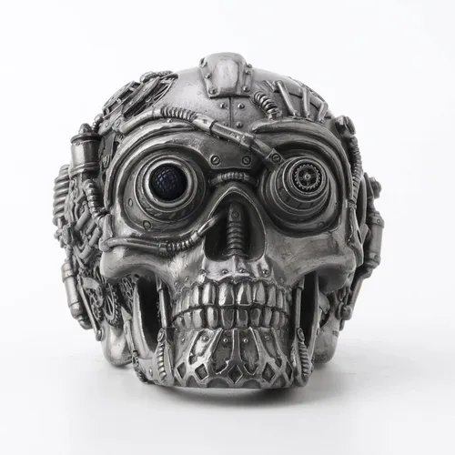 Miniatura 5 de Veronese Design 4 1/2" alto Steampunk láser ojo cráneo resina escultura Petwer acabado