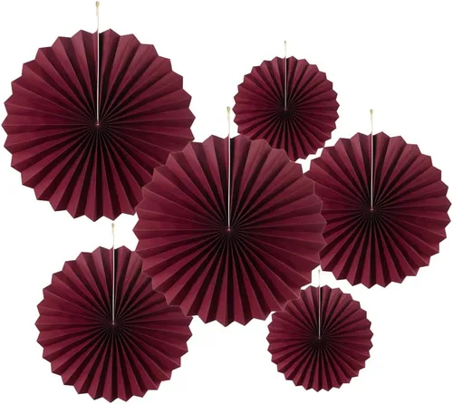 Miniatura 19 de MOWO Abanicos de papel negro para colgar decoración (negro, 6 piezas)