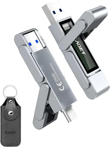 Miniatura 9 de EAGET 512GB High-Speed Dual USB Flash Drive, Up to 2100 MB/s, Portable SSD with USB 3.2 + USB-C, Metal Frame & Transparent Window Design, External