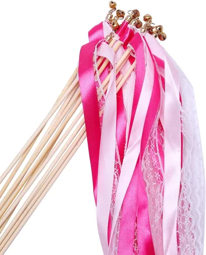 Miniatura 9 de 30 varitas de cinta de encaje para fiestas de cumpleaños de Navidad, varitas de hadas para actividades de boda (verde+encaje)