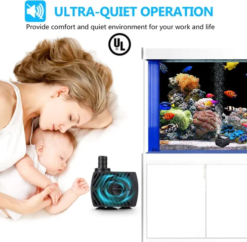 Miniatura 5 de CWKJ Bomba de fuente, 2 paquetes de bomba de agua sumergible de 80 GPH(4 W, 300 L/H), bomba de agua duradera para fuente al aire libre con cable