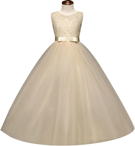 Miniatura 3 de Vestido Yaphyee largo, de princesa, con flores, formal, para boda, dama de honor, para fiesta, para niña