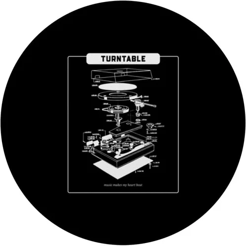 Miniatura 3 de Turntable - Music Makes My Heart Beat (Retro Graphic) PopSockets Adhesive PopGrip