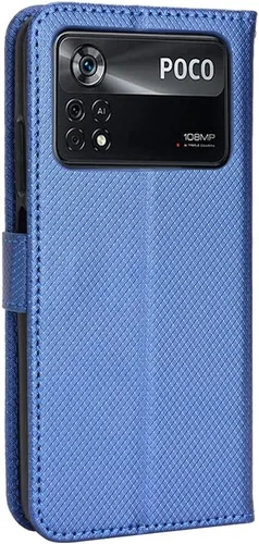 Miniatura 3 de Funda para Xiaomi Poco M4 Pro 4G Funda de cuero, Funda para Xiaomi Poco M4 Pro 4G 2201117PI 2201117PG Funda de cuero PU Flip Cover Azul