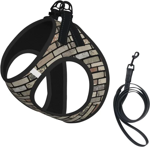 Chaleco reflectante para mascotas pequeñas, sin tirones, pared de ladrillo abstracto, chaleco ajustable transpirable para perro con correa para
