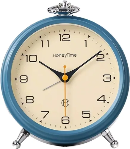 HASMI Reloj despertador analógico, reloj despertador redondo de 6 pulgadas sin tictac, funciona con pilas, reloj despertador súper silencioso, 1