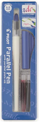 Pilot Parallel 4 Nib - Juego de plumas de caligrafía, puntas de 1.5 mm, 2.4 mm, 3.8 mm y 6.0 mm, incluye 4 cartuchos de tinta negra y 4 cartuchos de