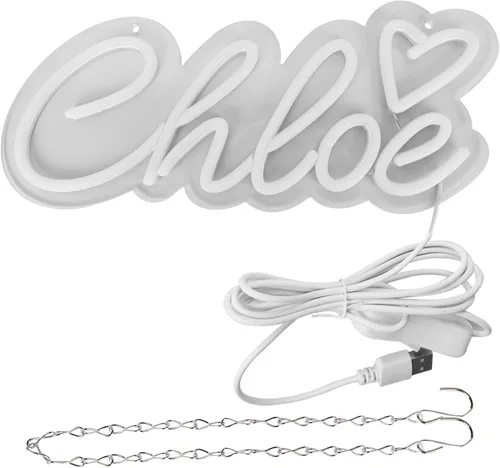 Miniatura 4 de Letrero de neón grande con nombre de Chloe para decoración de pared, luz LED de neón con nombre de Chloe para dormitorio de niños, decoración