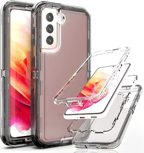 Miniatura 15 de Funda resistente 3 en 1 para Galaxy S21 (no para S21 Plus), con película de TPU flexible y película de lente de cámara, paquete de 2 fundas