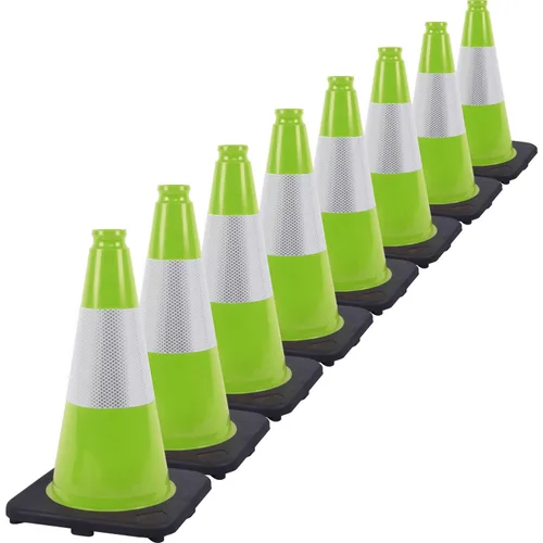 Miniatura 22 de Conos de Tráfico de PVC Naranja/Verde Fluorescente, Cono de Estacionamiento con Base Negra Pesada Estructuralmente Estable Resistente a