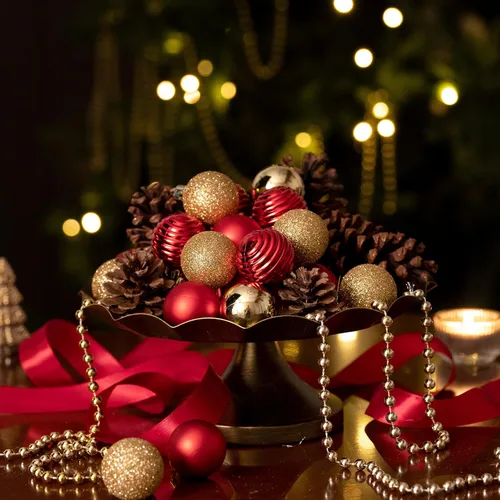 Miniatura 4 de Valery Madelyn - Juego de adornos pequeños de 1.57 pulgadas para árbol de Navidad, adornos de bolas colgantes inastillables para decoración de Oro