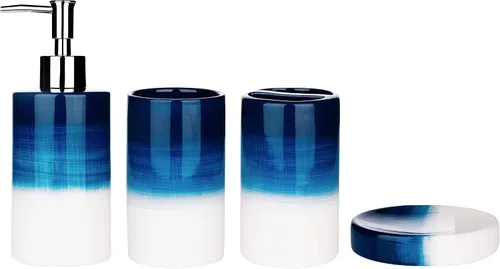 Miniatura 9 de Juego de accesorios de baño de 4 piezas de cerámica, incluye dispensador de jabón, soporte para cepillo de dientes, vaso, jabonera, conjuntos