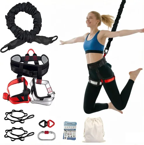 Set de Fitness Bungee, Juego de Bandas de Resistencia Pesada, Equipo de Entrenamiento de Cuerda Bungee de Yoga Profesional 4D con 6 Tamaños, para