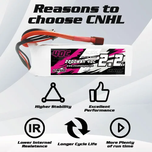 Miniatura 4 de CNHL Batería Lipo 2S 2200mAh 40C 7.4V con enchufe en T para coche a control remoto, camión, carreras, buggy, barco, vehículos RC (2 paquetes)