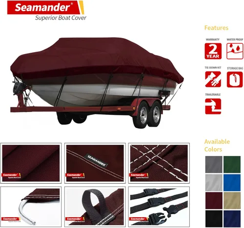 Miniatura 2 de Cubierta impermeable para barco Seamander, hilo teñido en la masa de grado marino. Funda que se adapta a botes de 7.32 m a 7.92 m de bass, casco
