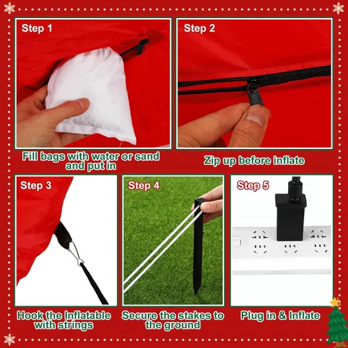 Miniatura 4 de Leyndo Vela Inflable de Navidad Noel de 7 Pies Decoraciones para Exteriores con Luces LED Integradas Decoración Inflable de Césped Noel de Navidad