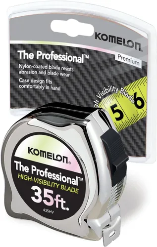Miniatura 4 de Komelon 435HV Cinta métrica profesional de alta visibilidad, 35 pies por 1 pulgada, cromada