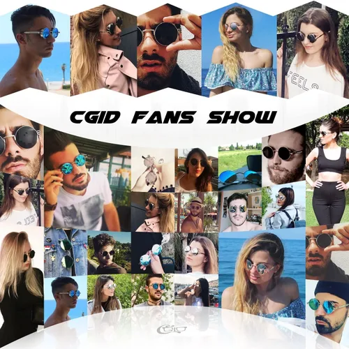 Miniatura 5 de CGID E72 - Lentes de sol polarizados redondos con círculos de metal estilo steampunk retro para mujeres y hombres