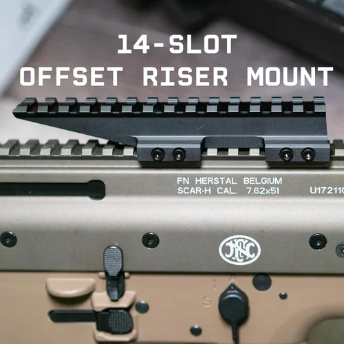 Miniatura 3 de Monstrum Shrapnel Montaje elevador de perfil bajo de Picatinny con base de parada de retroceso 14 ranuras 5 pulgadas