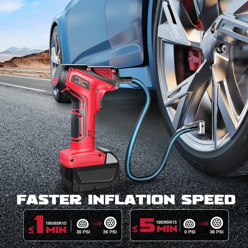Miniatura 2 de Inflador de neumáticos, compresor de aire portátil compatible con batería Milwaukee de 18 V, bomba de aire LIVOWALNY de 150 PSI, bomba de aire