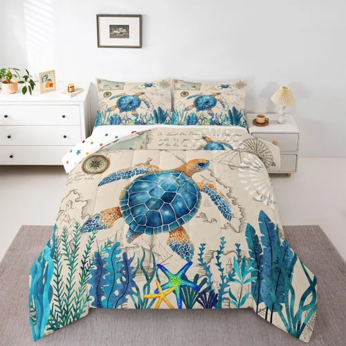 Miniatura 13 de Erosebridal Juego de edredón de sirena para niños, tamaño matrimonial, para niñas, ropa de cama de sirena brillante azul y rosa, juego de ropa
