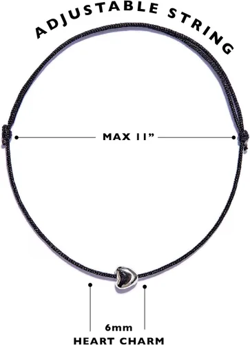 Miniatura 4 de NAZ COLLECTION - Pulsera con dije de corazón para pareja con cuerda ajustable - Pulsera de la amistad, pulsera de protección de Cabalá, regalo