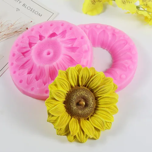 Miniatura 4 de Molde de silicona de girasol 3D para fondant, chocolate, caramelo, pastel, decoración, vela, jabón, hornear, pastelería, arcilla polimérica