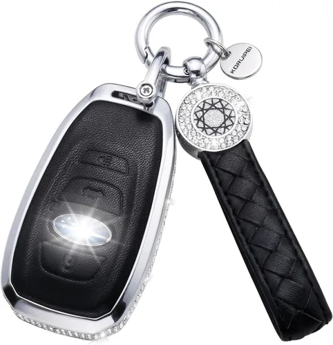 Miniatura 26 de Funda para llavero compatible con Volvo, cuero negro con cristal de protección de 360 grados para XC90, XC60, XC40, S60, S90, V60, V90, Polestar 1