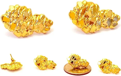 Aretes tipo dormilona de plata de ley 925 con acabado de oro amarillo de 18 quilates para hombre, Oro amarillo Piedra Diamante