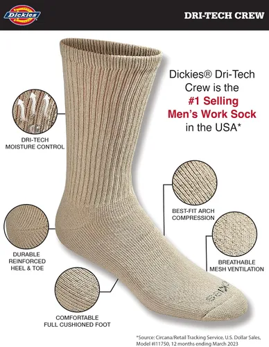Miniatura 2 de Dickies Dri-Tech Essential - Calcetines altos con control de humedad para hombre, Negro