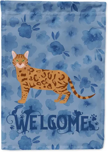 Miniatura 261 de Caroline's Treasures CK4813CHF - Bandera de bienvenida con gato abisinio azul, manga grande, para porche, para colgar en la pared, poliéster
